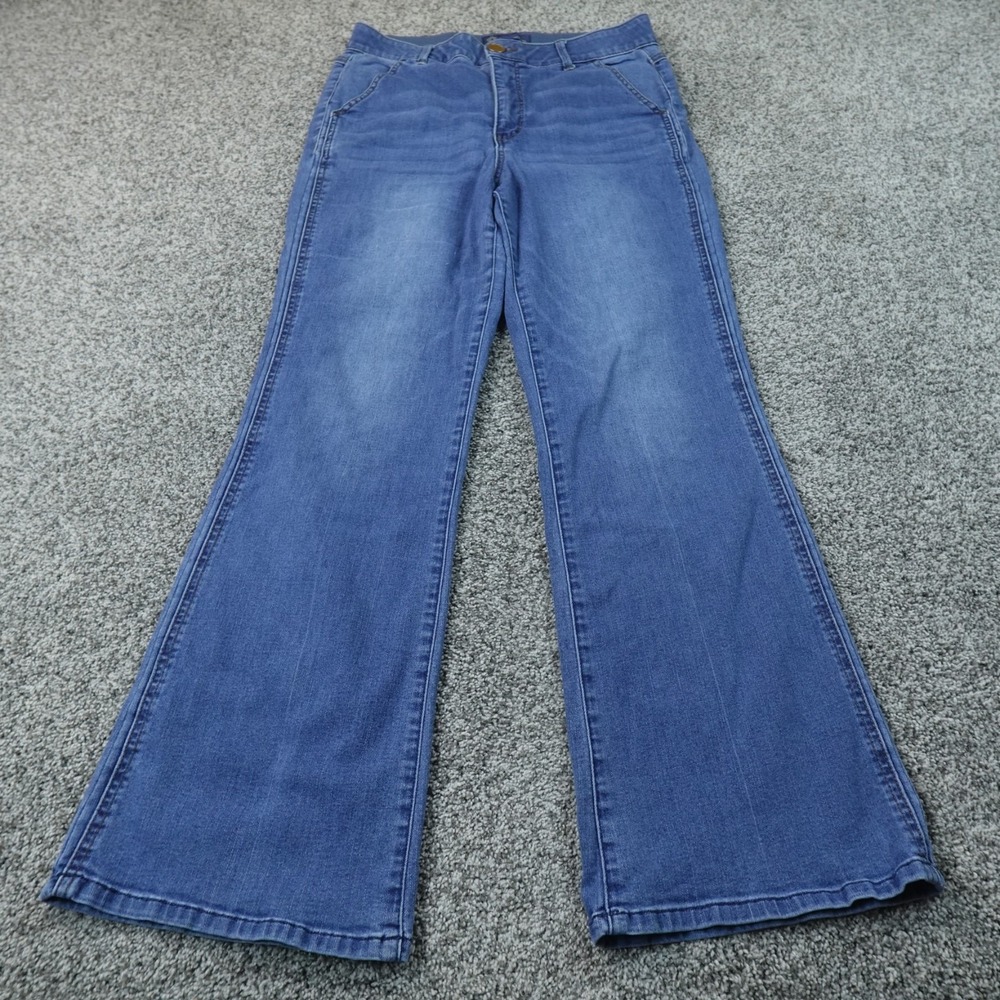Democracy Jeans Womens 12 Dark Blue Denim Pants Ab Solution High Rise Flare Boot
